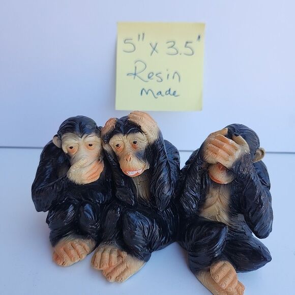 Vintage‎ Resin Made  3 Monkeys - Picture 11 of 12